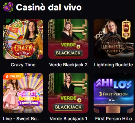 Verde Casino dal vivo